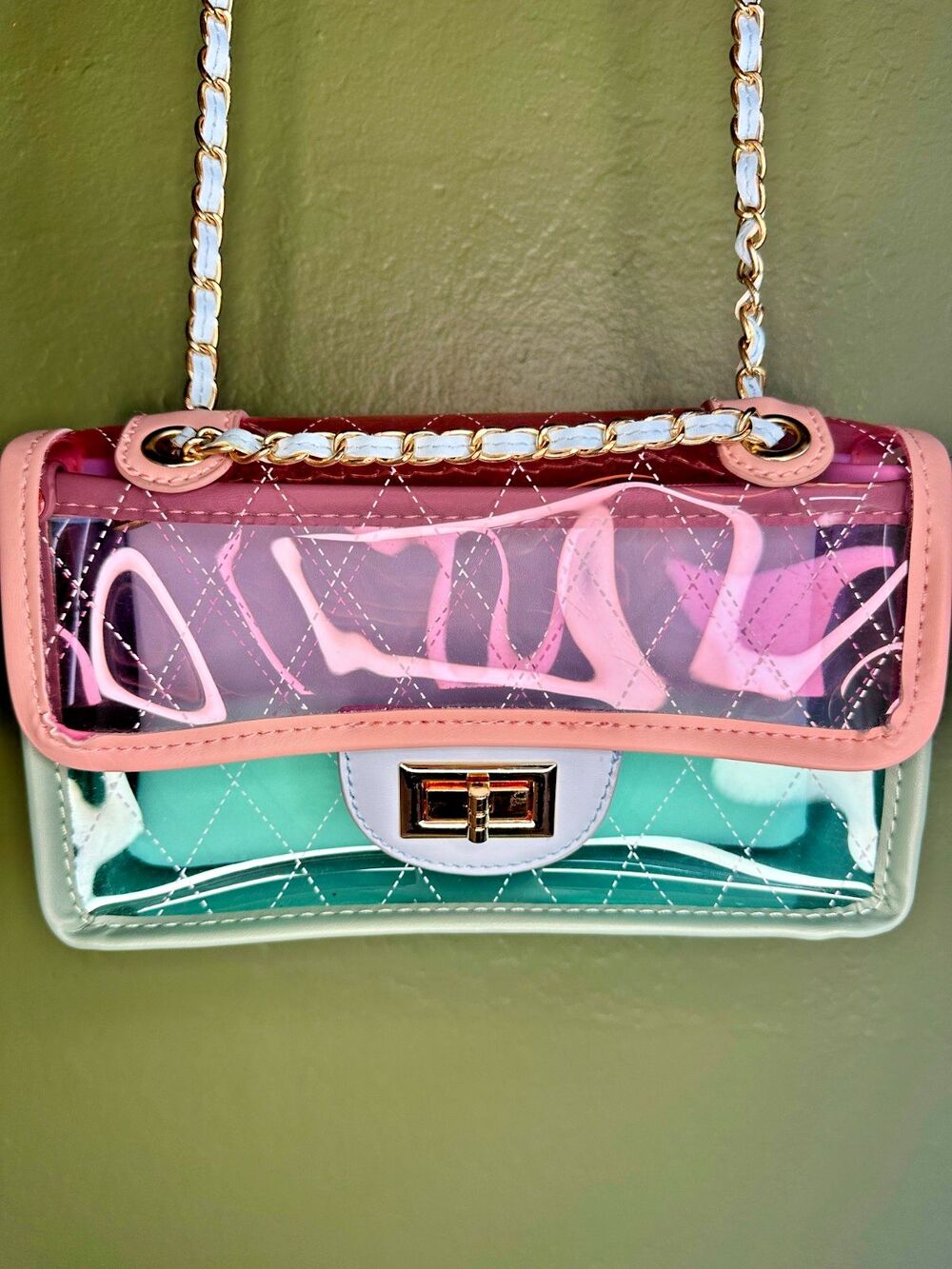 Clear Pastel Stadium Bag Shoulder or Crossbody NFL Miami Dolphins Colors